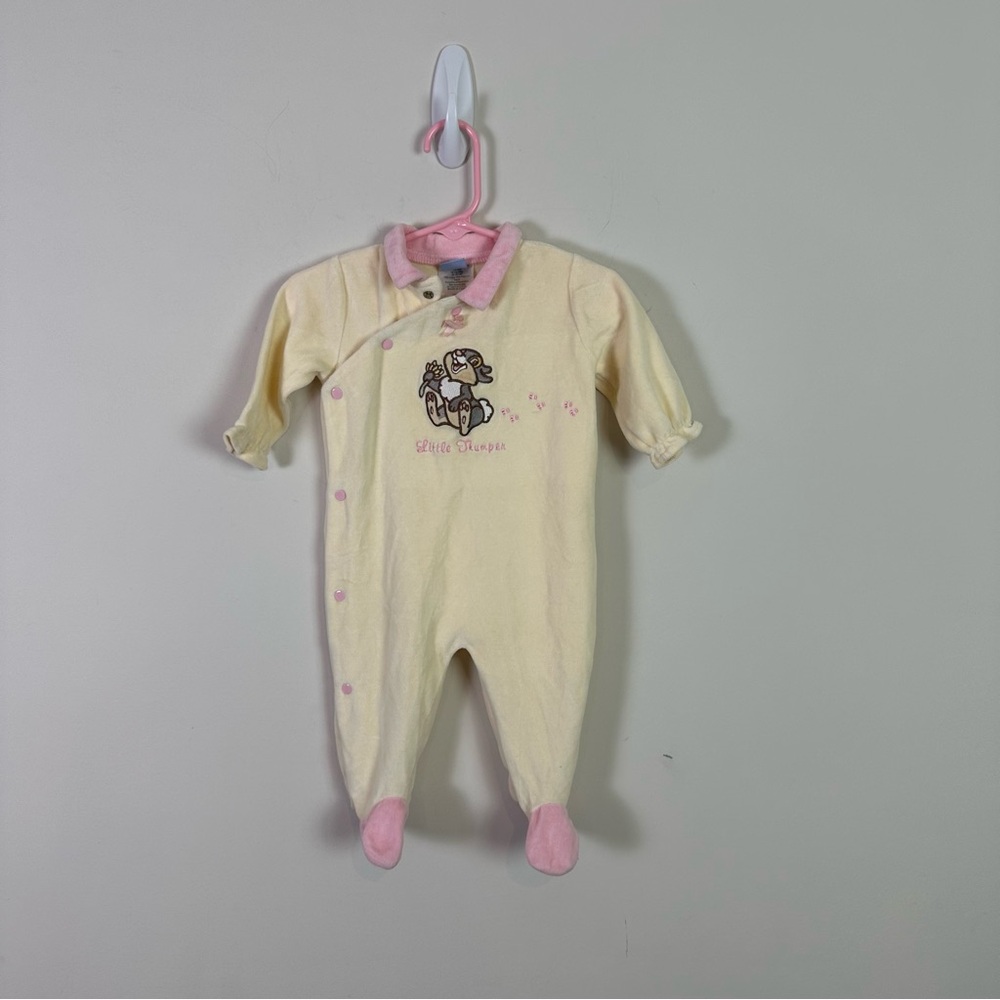 Disney Bambi Little Thumper Rabbit Baby Girl Velour Onesie Footie 3 to 6 Months